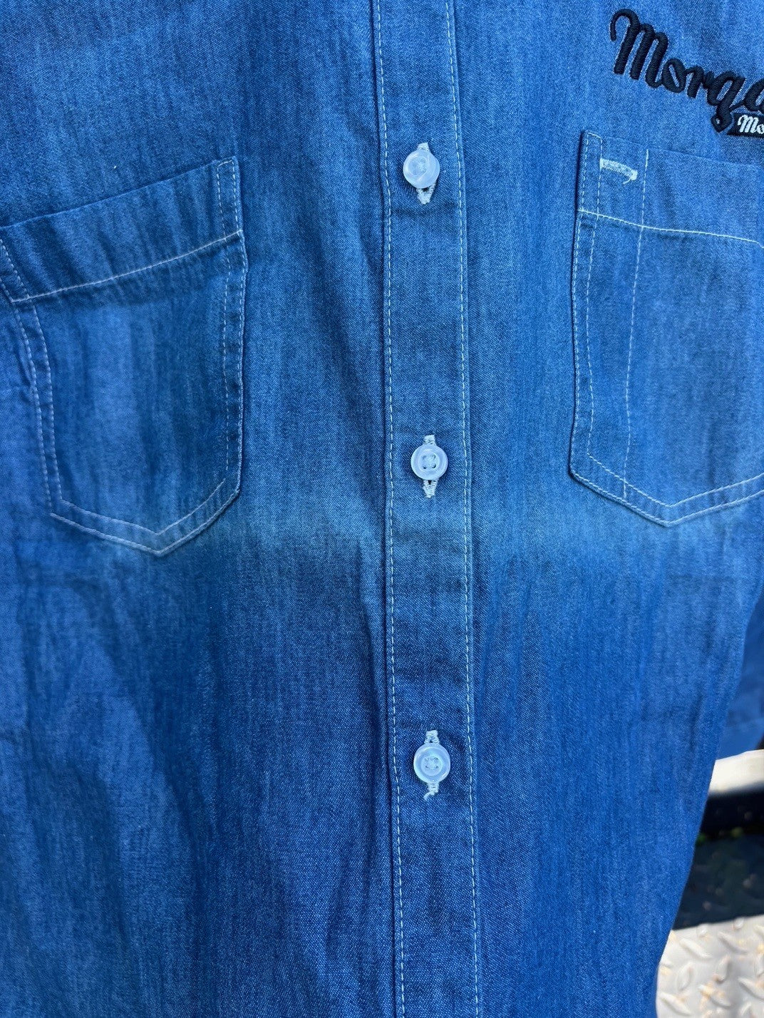 Morgan Motor Co Ladies Denim Shirt Size Large