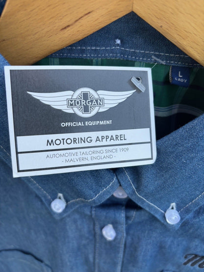 Morgan Motor Co Ladies Denim Shirt Size Large