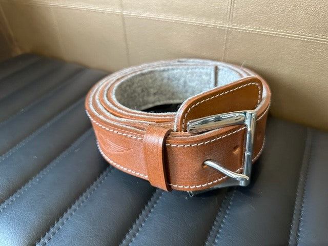 Leather bonnet belt(tan with chrome buckle)